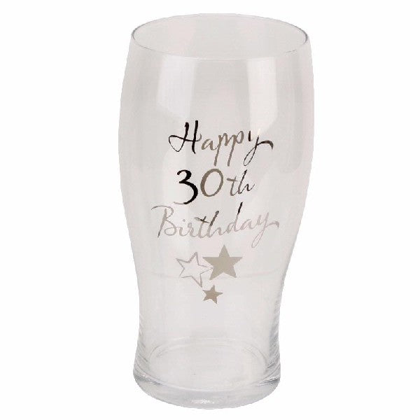 30th happy birthday pint glass