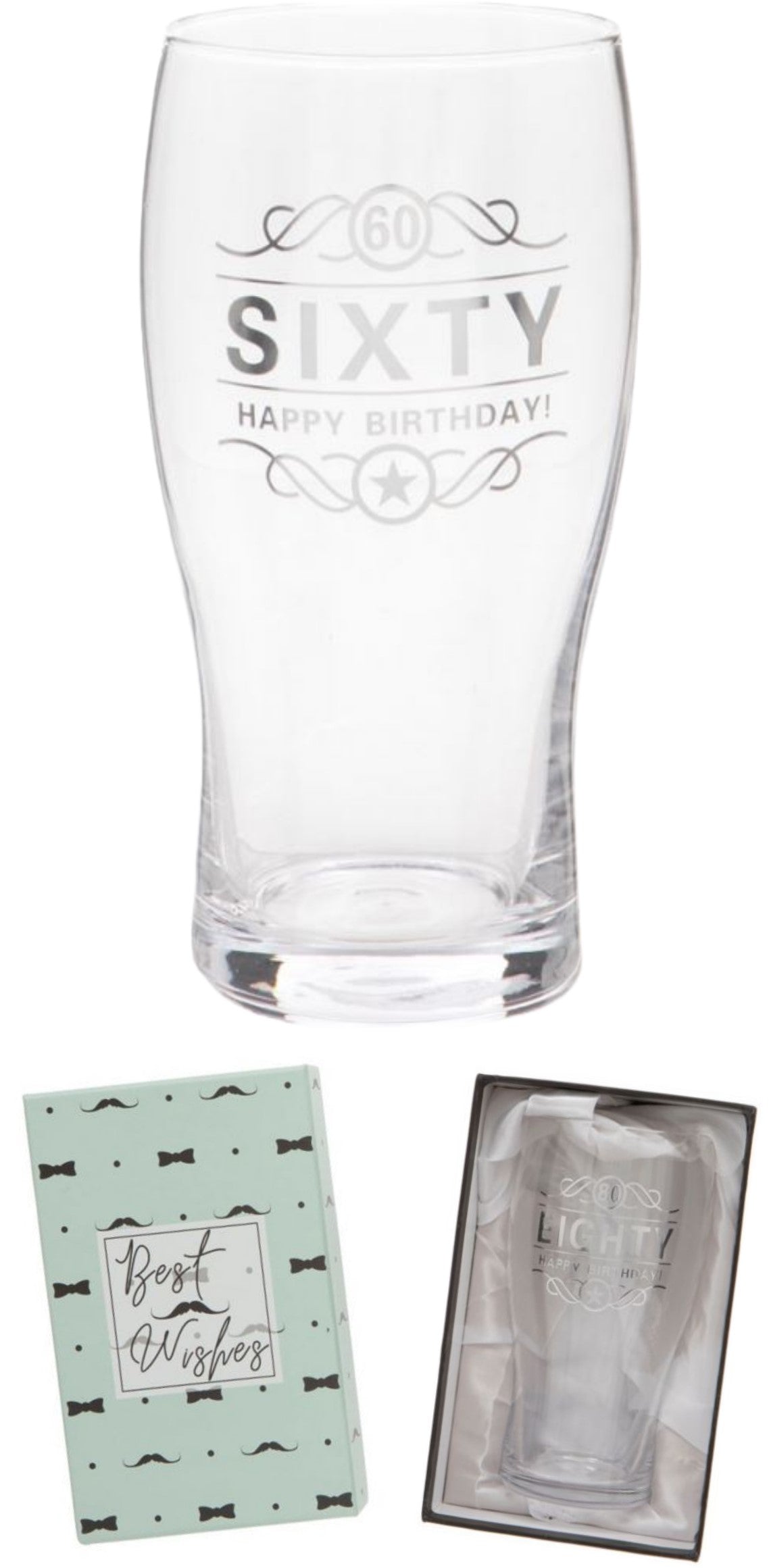 60th happy birthday pint glass