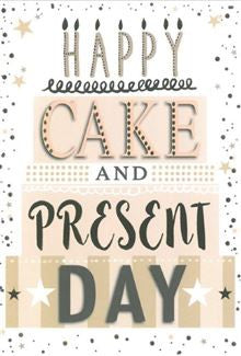 happy cake and present day