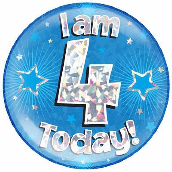 Age 4 Blue Birthday Badge 15cm - Large