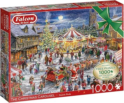 Falcon De-Luxe Christmas Carousel Jigsaw Puzzle - 1000 piece includes free puzzle