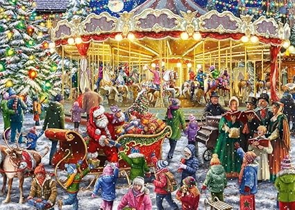 Falcon De-Luxe Christmas Carousel Jigsaw Puzzle - 1000 piece includes free puzzle