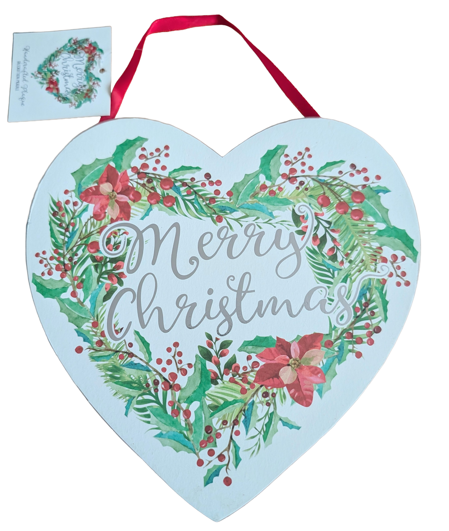 Christmas Wooden Heart Plaque - Merry Christmas