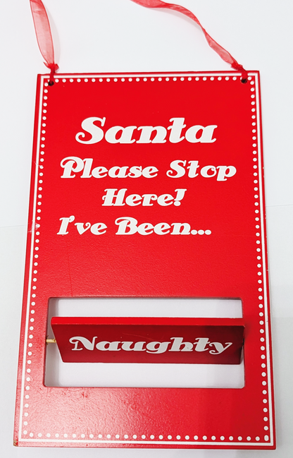 Santa Please Stop Here Flip Sign - Naughty/Nice